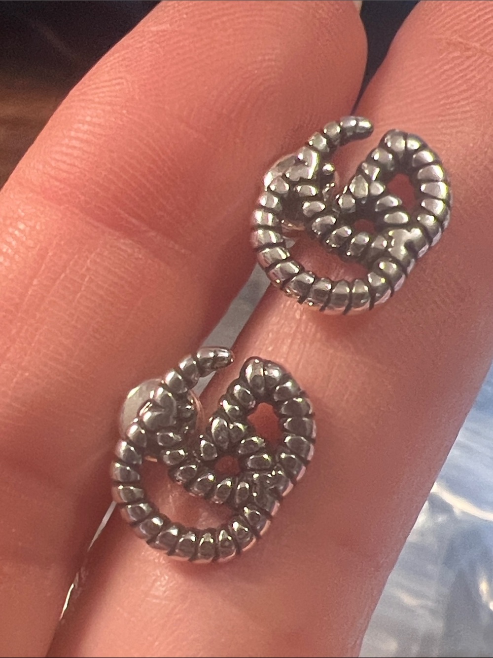 Silver Textured Knot Stud Earrings - Silver